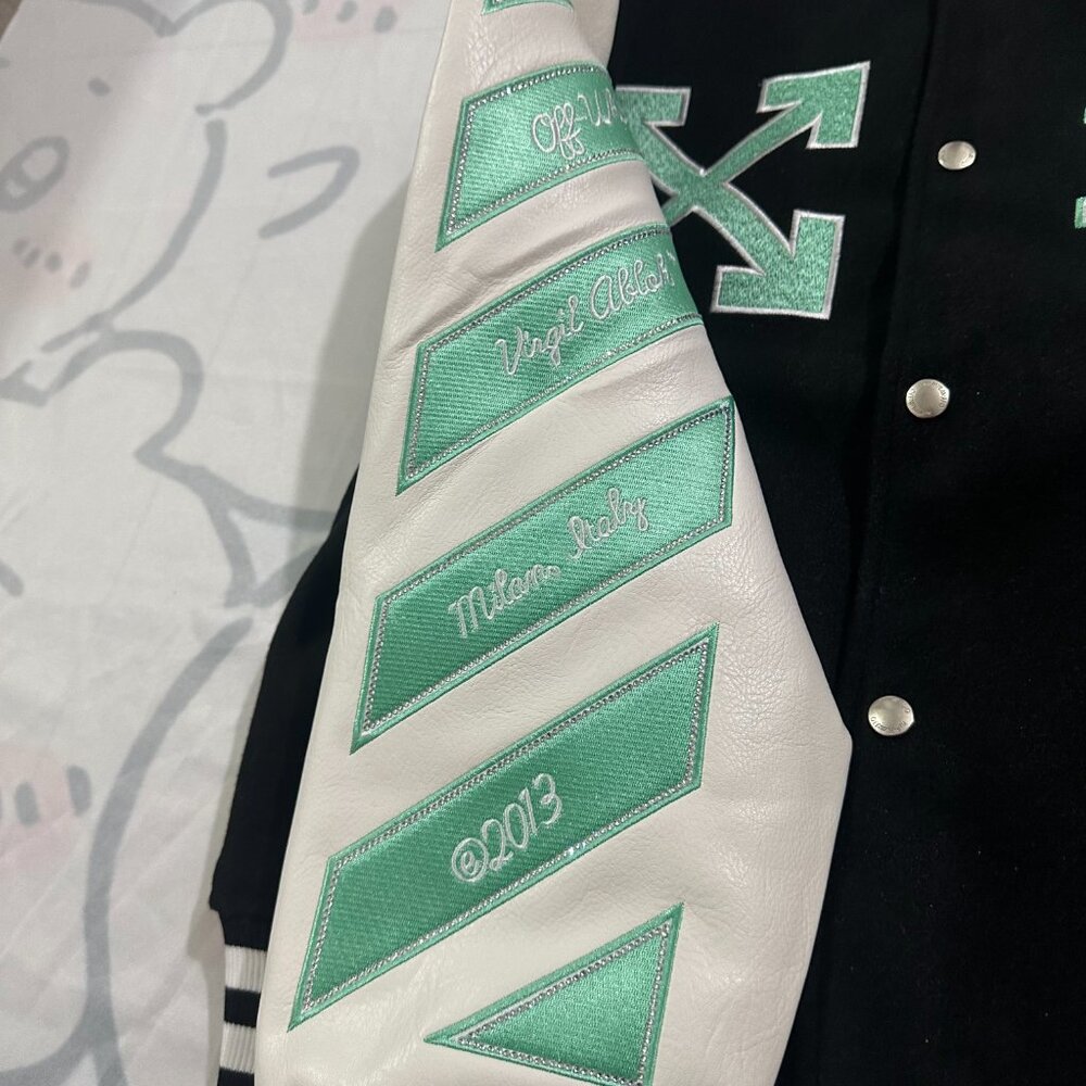 Off-White Multicolor Unisex Baseball Cardigan Jacket - Picture 4 of 6